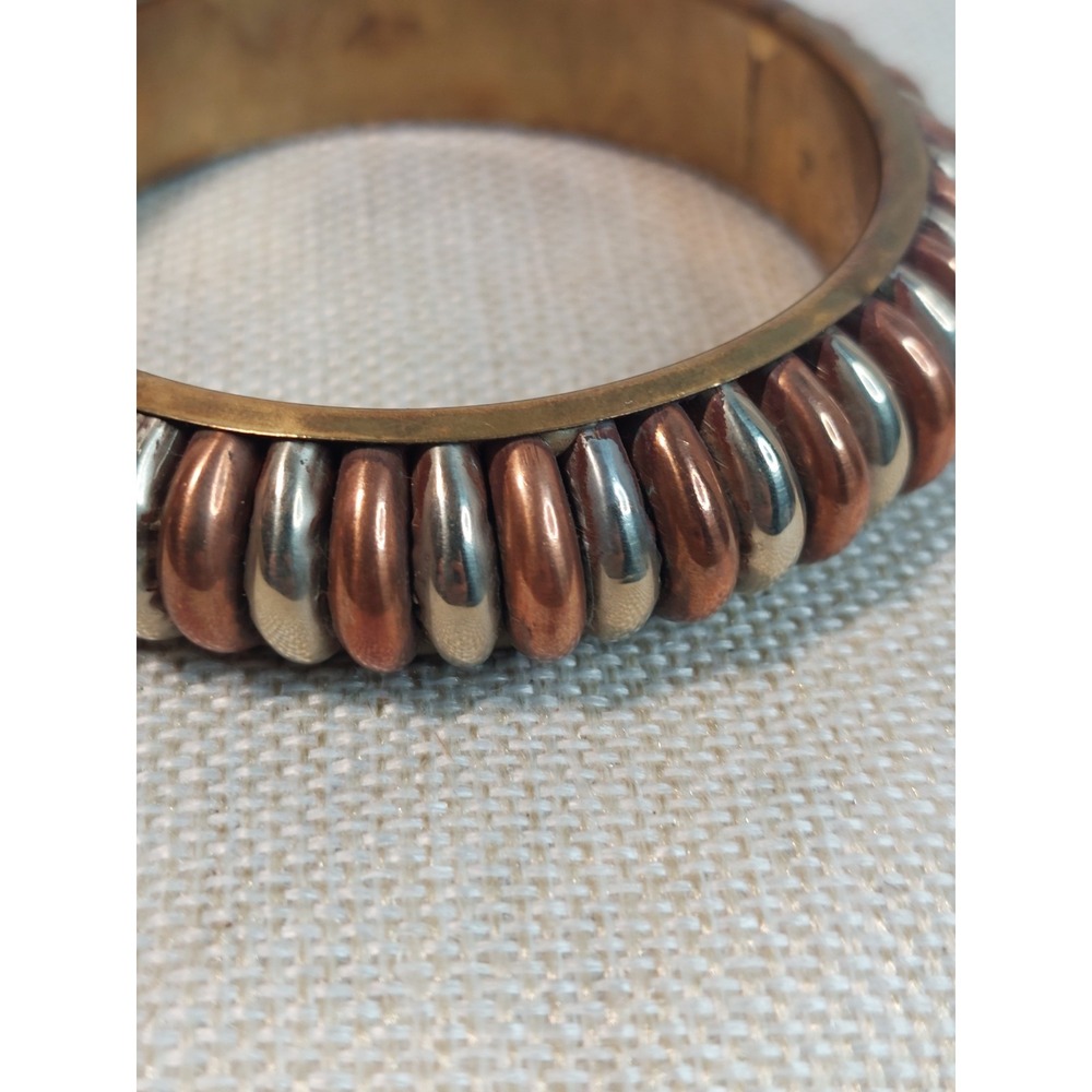 Vintage 1970s Bangle Bracelet Lot Stack Copper Brass Bohemian Coastal Cowgirl - Picture 5 of 16